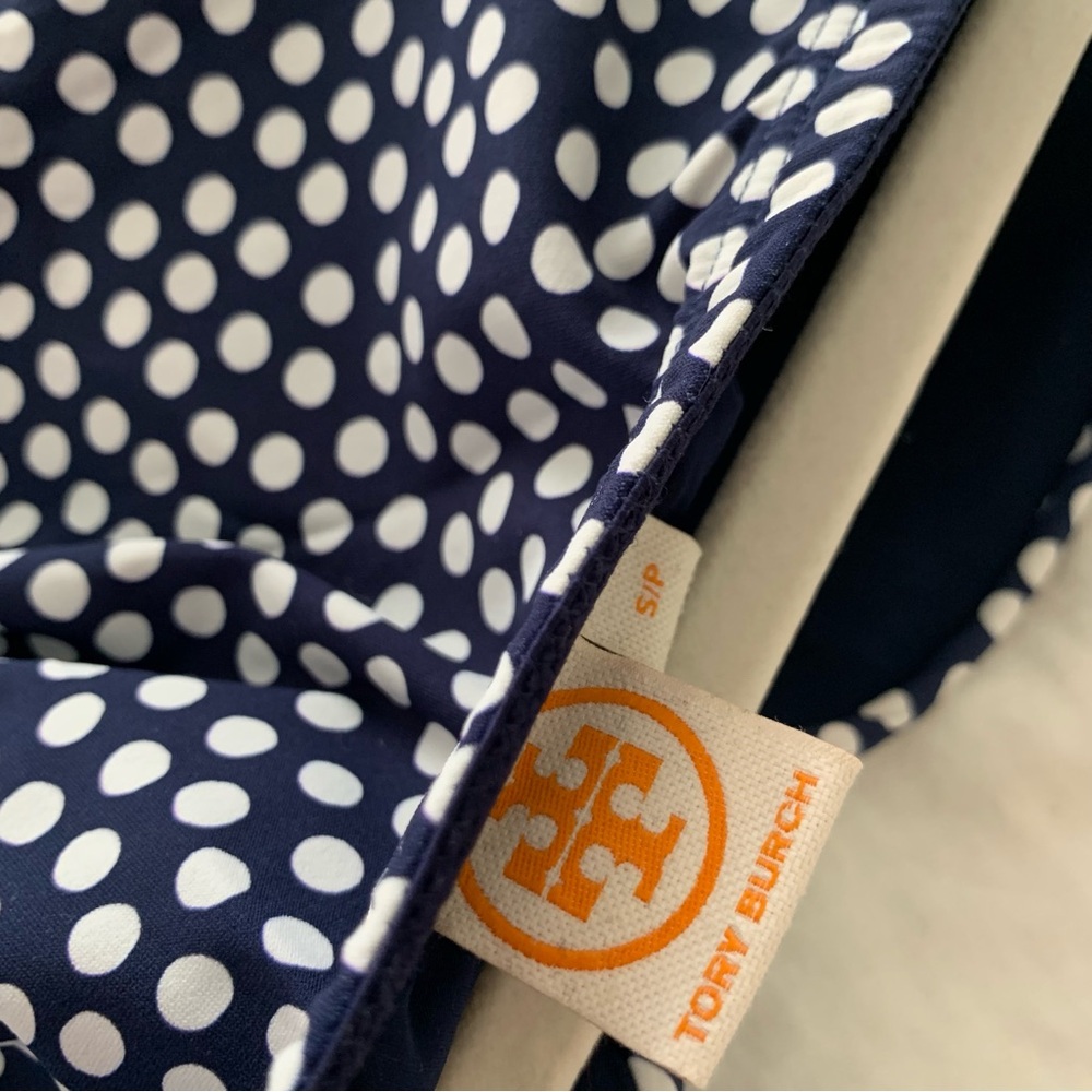 Tory Burch Navy Polka Dot Swimsuit Strapless - Picture 5 of 8